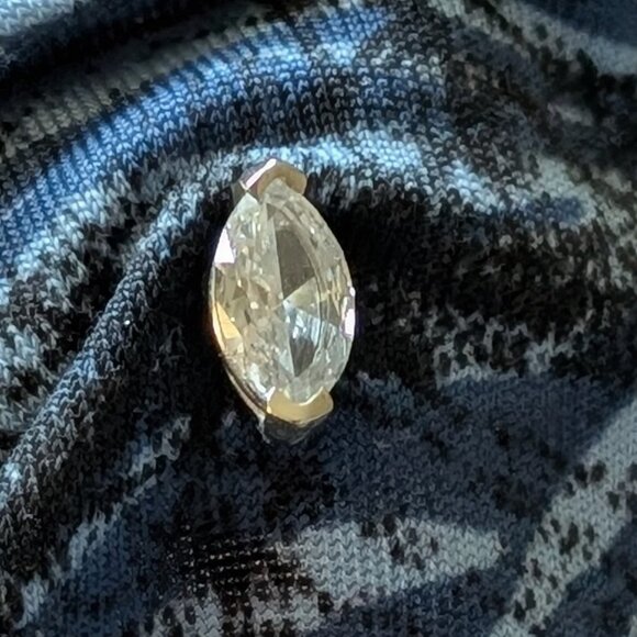 Single Approx 1/2 Carat Marquise Diamond Earring Stud set in 14K White Gold - Picture 2 of 5